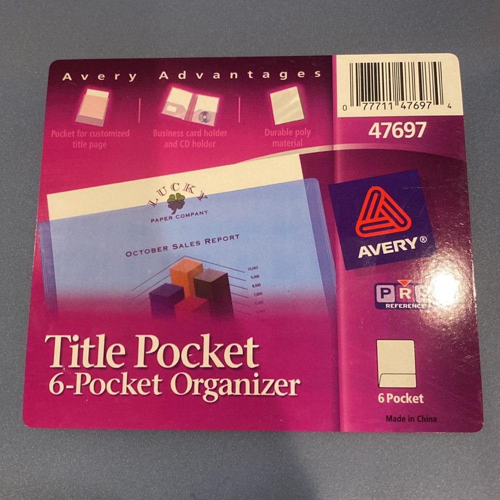 4x AVERY Title Pocket 6-Pocket Organizer